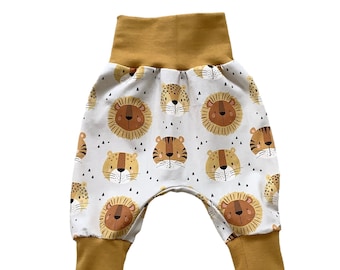 Pumphose Löwe Tiger in Wunschgröße bis Gr. 104 Babyhose Set senfgelb