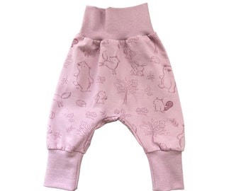 Pumphose Waldtiere Jersey in Wunschgröße bis Gr 104 Babyhose