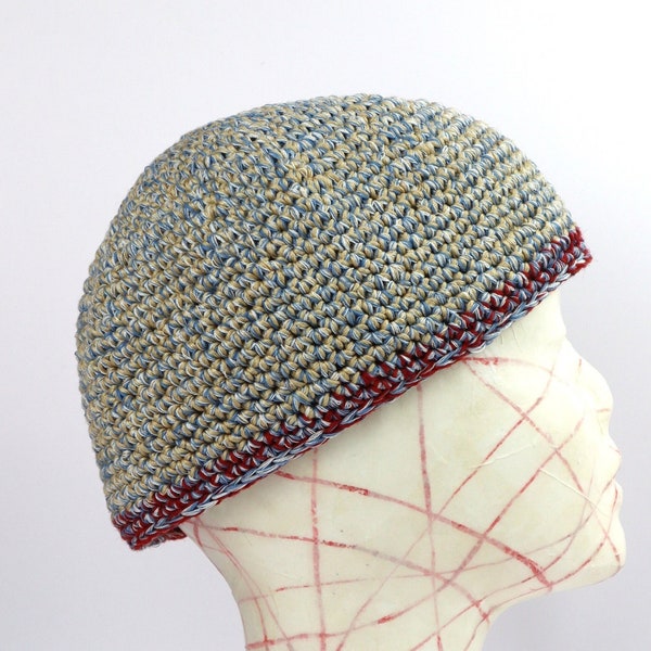 Men's short cotton hat - Skullcap hat - Cotton skullcap - Men's crochet hat - Artist hat - Unisex cotton hat Men's gift