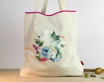 Borsa tote di stoffa fatta a mano - Borsa di tessuto - Borsa per il tempo libero - Borsa cotone per il pranzo - EcoTote bag - Regalo mamma