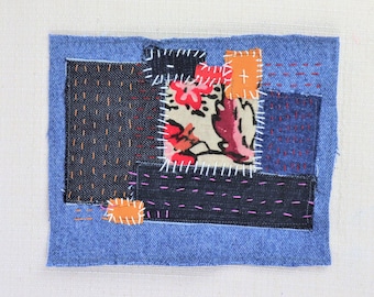 Patchwork Handmade Patch - Patch Jeans Fabric Patch Darning Application Jeans Fabric Hand Embroidery Boro Fantasy One Piece Made in Italy