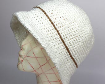 Women's summer white hat - Cotton fisherman hat - Women's crochet hat - Handmade white women's hat - Bucket hat