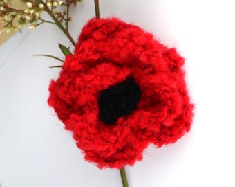 Handmade brooch - Handmade flower brooch - Red wool brooch - Gift for woman - Crochet wool brooch