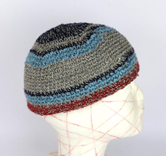 Cappello di cotone da uomo Cappello Papalina a righe Zucchetto