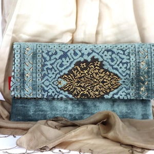 Pochette tessuto damascato - Pochette tessuto velluto - Pochette elegante - Pochette pieghevole da sera - Borsa cerimonia - Regalo per donna