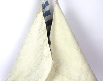 Beige fabric Origami Bag, Large Japanese-style beige handbag handmade, Women's gift