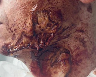 Large Silicone Neck Wound Prosthetic – Realistic SFX Makeup Appliance