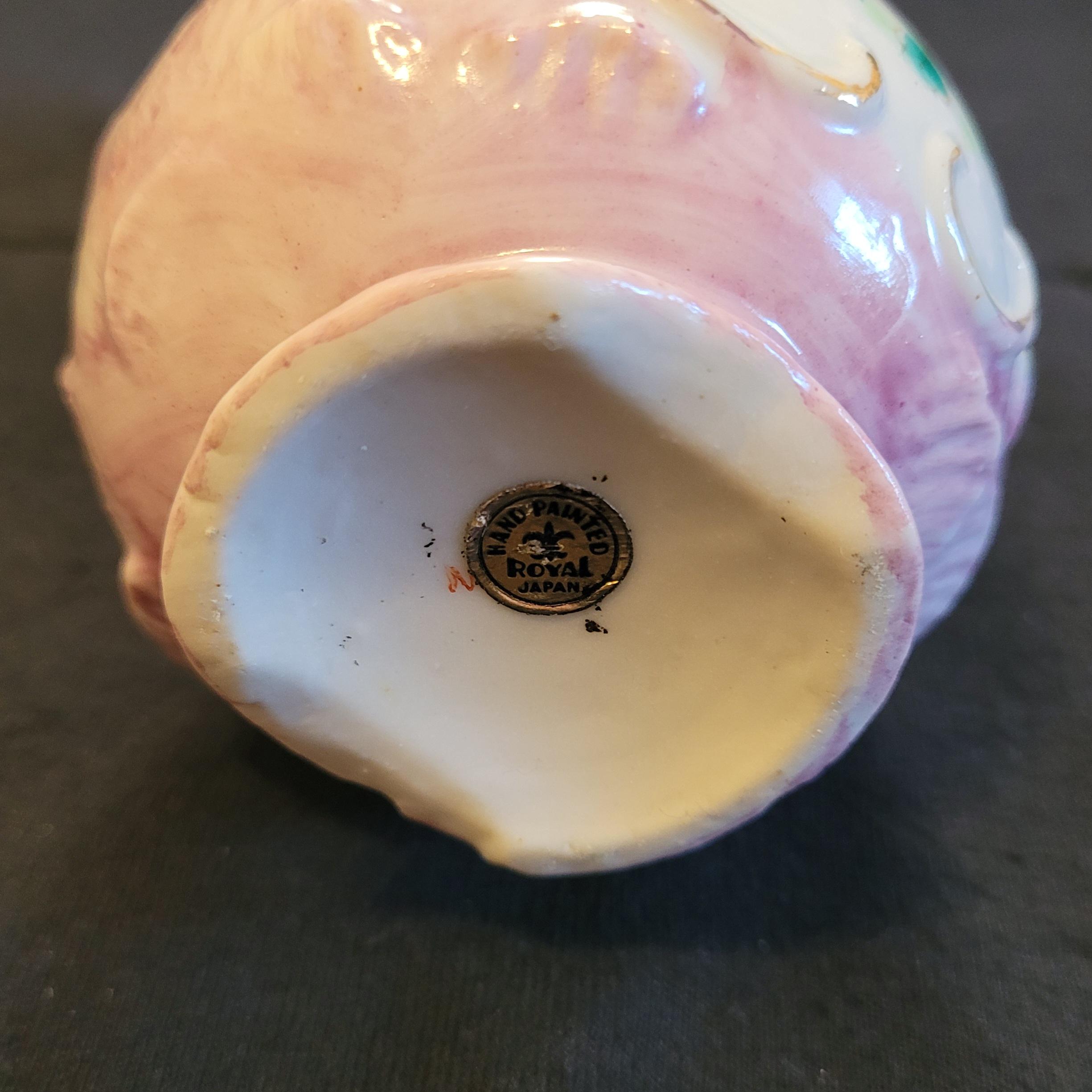 Porcelain Vase Small Pink Bud Vase Vintage Hand Painted Floral Design ...