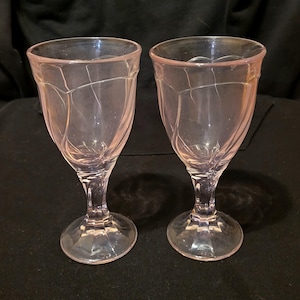 Wine Glasses Pink Vintage Set 2 Swirl Rose Glass Valentine Drinkware Couples Wine Glasses Matching Cups Clear Goblet