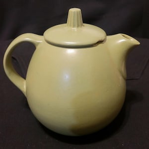 Green Ceramic Teapot Vintage Stoneware Tea Pot Servingware