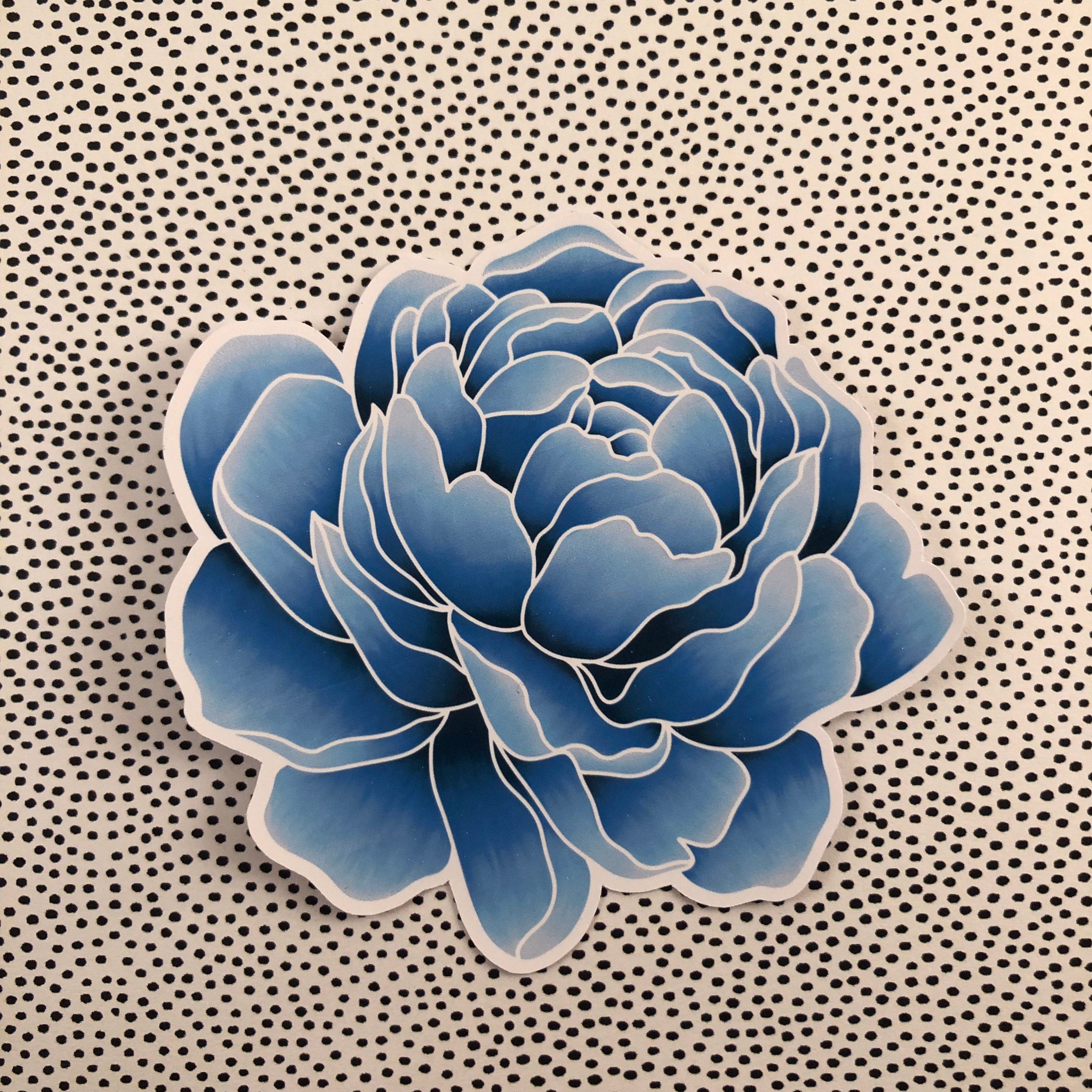 Blue Flower Vinyl Sticker Etsy