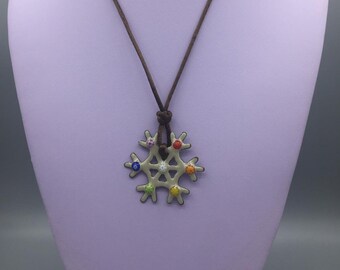 Easter Themed 2in1 Gifts, Rainbow Snowflake Enamel Necklace and Bookmark