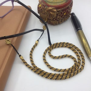 Chaîne de lunettes/lunettes de soleil avec perles de verre, lanière de lunettes, collier et chaîne de perles en spirale, bracelet enroulé, accessoire spécial plusieurs en 1