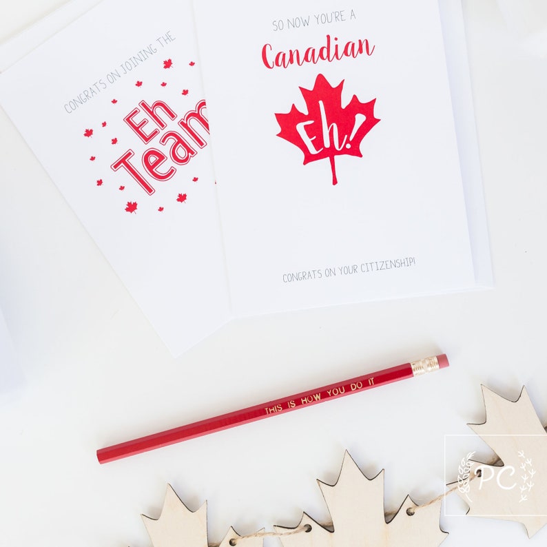 So Now You're a Canadian Eh Greeting CARD / Citizenship / Red, White
