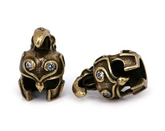 2pcs Antique Brass Warrior Helmet Bead Spartans Style for Men's Bracelet Charms Making 9x15mm