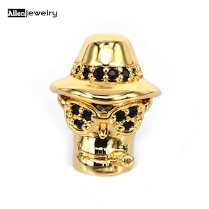 2pcs Micro Pave CZ Skull Bead: Copper Bracelet Charms