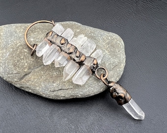 Soldered Bronze Plated Quartz Crystal Point Pendant: DIY Boho Jewelry