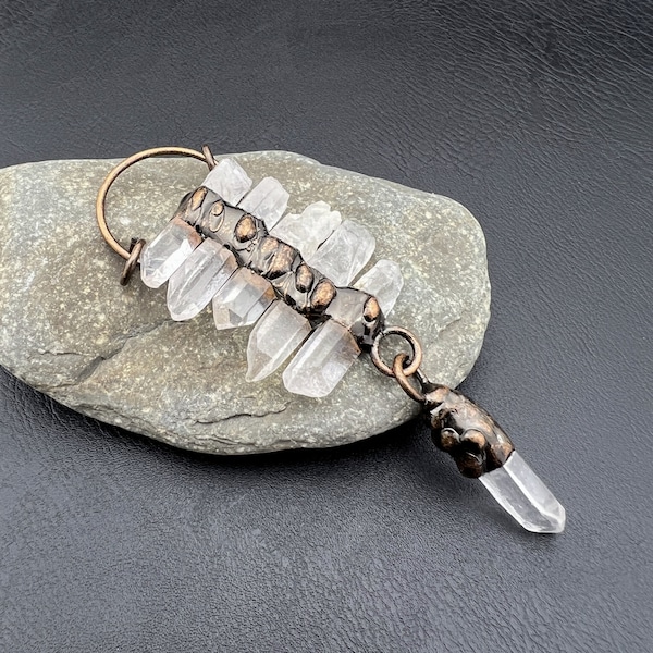 Soldered Bronze Plated Quartz Crystal Point Pendant: DIY Boho Jewelry