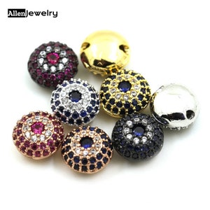 2PCS Evil eye round ball Clear micro pave bead/Cubic Zirconia CZ space beads for mens bracelet