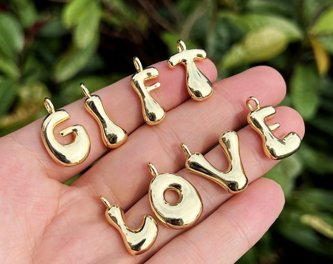 18K Gold Filled Initial Pendant,Personalized Alphabet Letter Charm,Gift for her