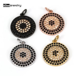 Evil Eye Charm: Micro Pave Cubic Zirconia Pendant (2pcs)