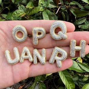 Colgante de letra de lujo, colgante inicial de burbuja, colgante de collar de burbujas personalizado relleno de oro de 18K, colgante de letra del alfabeto pavimentado CZ, regalo