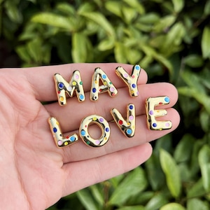 Colgante de esmalte con letra de burbuja, colgante de globo personalizado chapado en oro de 18 quilates, dijes con iniciales del alfabeto grueso, accesorios de joyería, regalo para ella