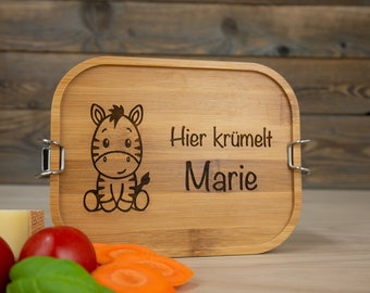 Lunchbox personalisiert aus Edelstahl, Wunschmotiv und Name, Brotdose, für Pausenbrot, Lunch, Mittagessen,