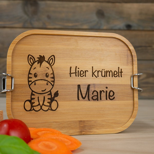 Lunchbox personalisiert aus Edelstahl, Wunschmotiv und Name, Brotdose, für Pausenbrot, Lunch, Mittagessen,