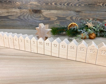 Adventskalender Holzleiste mit Stern graviert, Erle