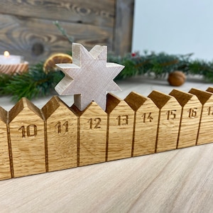 Adventskalender Holzleiste mit Stern graviert, Eiche Bild 3