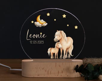 Gepersonaliseerd nachtlampje met paarden, Leonie, kraamcadeau, geboortecadeau, doopcadeau, verjaardagscadeau, nachtlampje voor kinderen