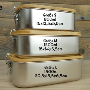 Lunchbox personalisiert aus Edelstahl, Wunschmotiv und Name, Brotdose, für Pausenbrot, Lunch, Mittagessen, Bild 5