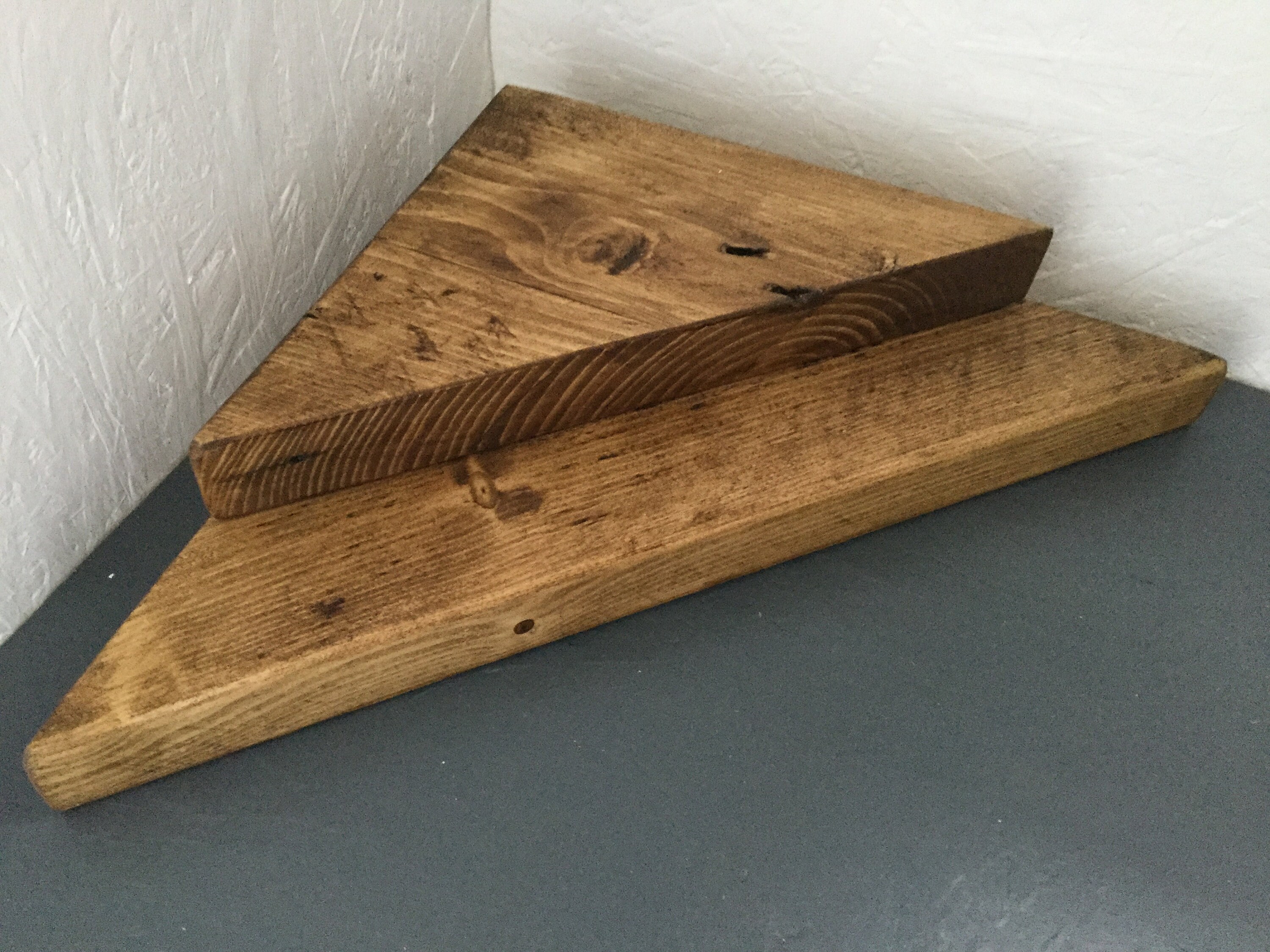 2 Reclaimed Scaffold Board Corner Shelves Wood Pair Shelf Etsy UK