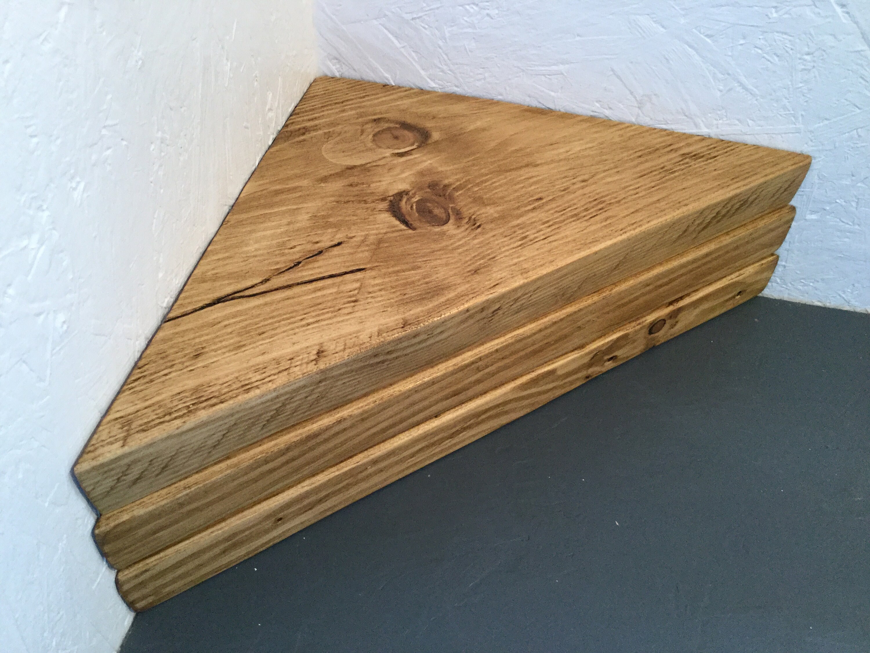 3 set reclaimed scaffold board corner shelves wood pair shelf Etsy