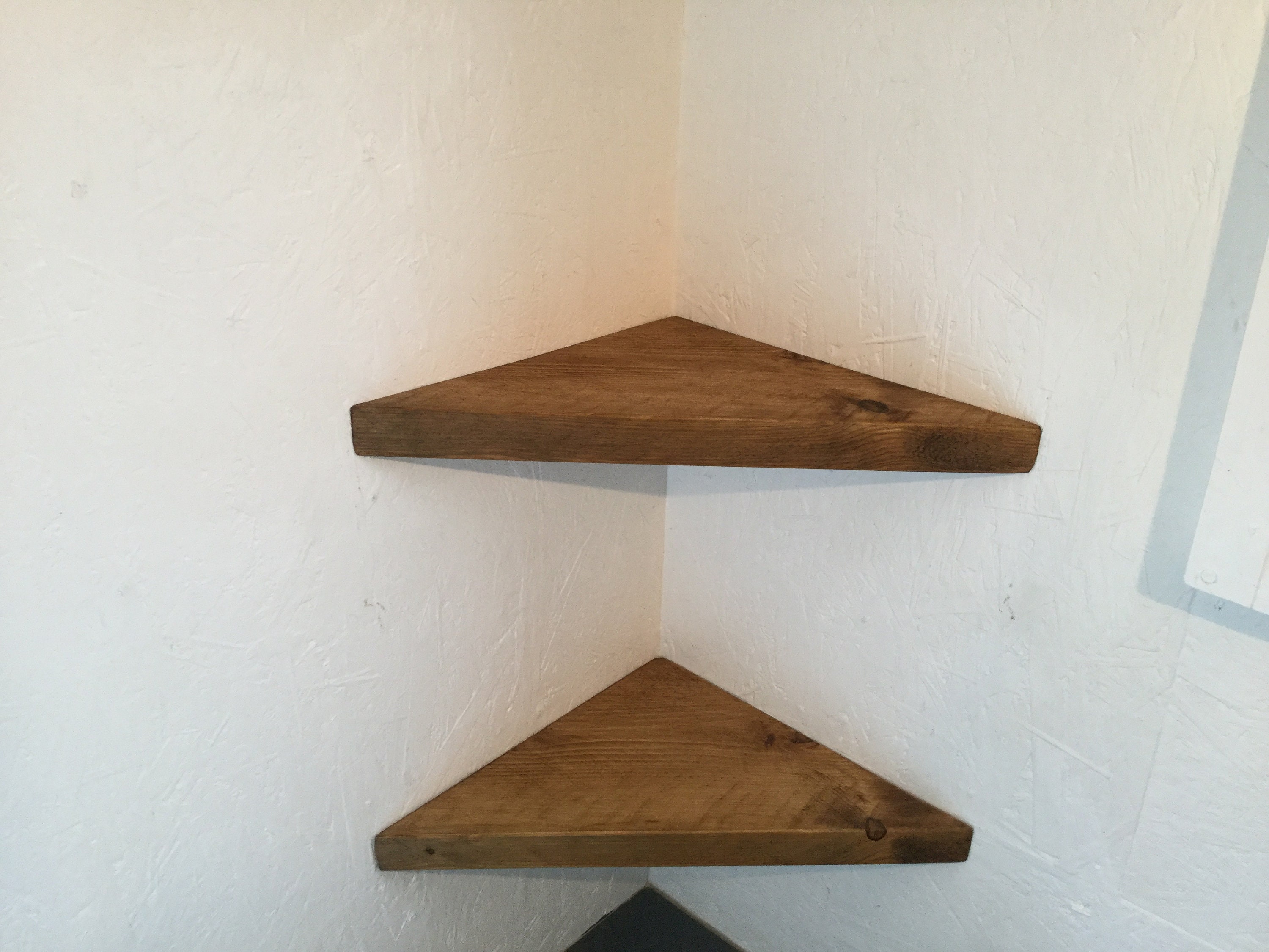 2 Reclaimed Scaffold Board Corner Shelves Wood Pair Shelf Etsy UK