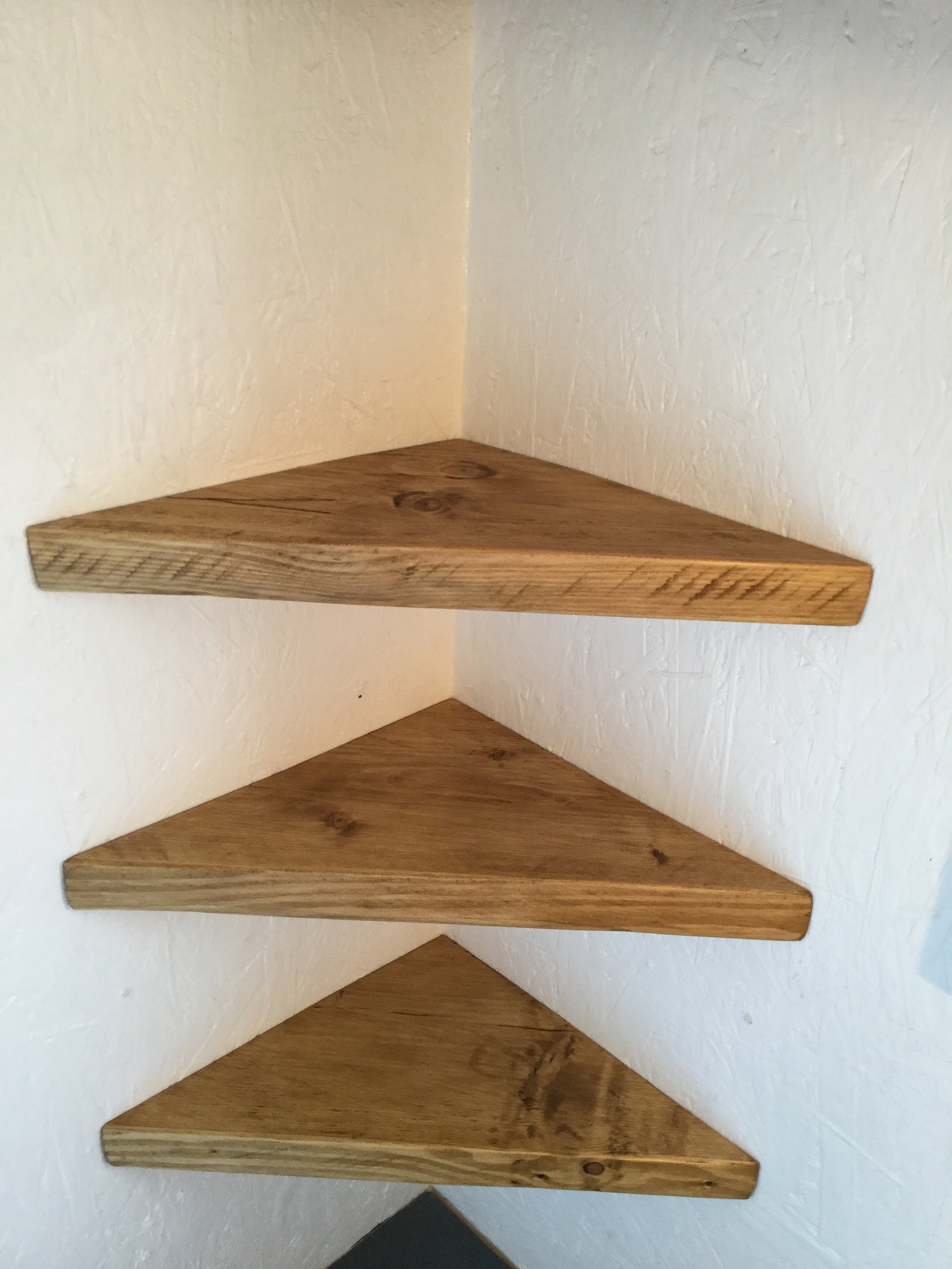 3 Set Reclaimed Scaffold Board Corner Shelves Wood Pair Shelf Etsy