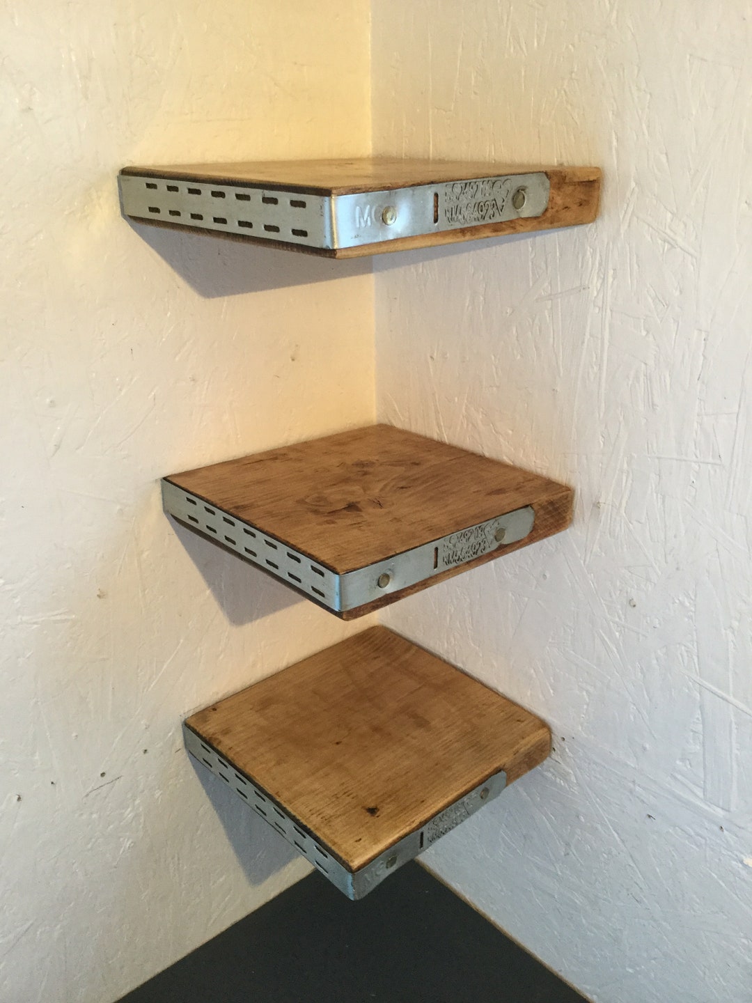 3 Set Reclaimed Scaffold Board Corner Shelves Wood Pair Shelf Etsy UK