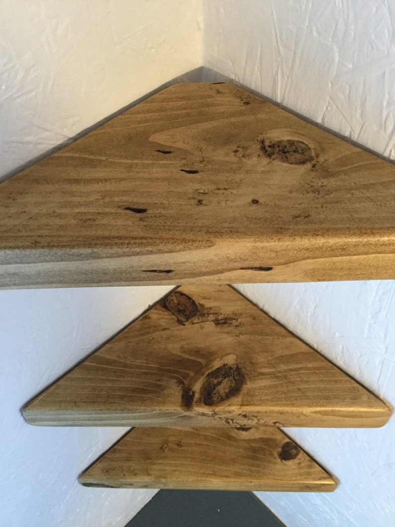 Set of 3 small corner shelves chunky reclaimed wood rustic Etsy