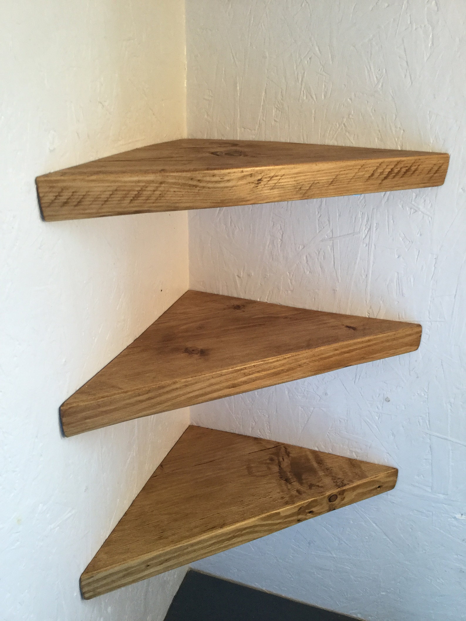 3 Set Reclaimed Scaffold Board Corner Shelves Wood Pair Shelf Etsy