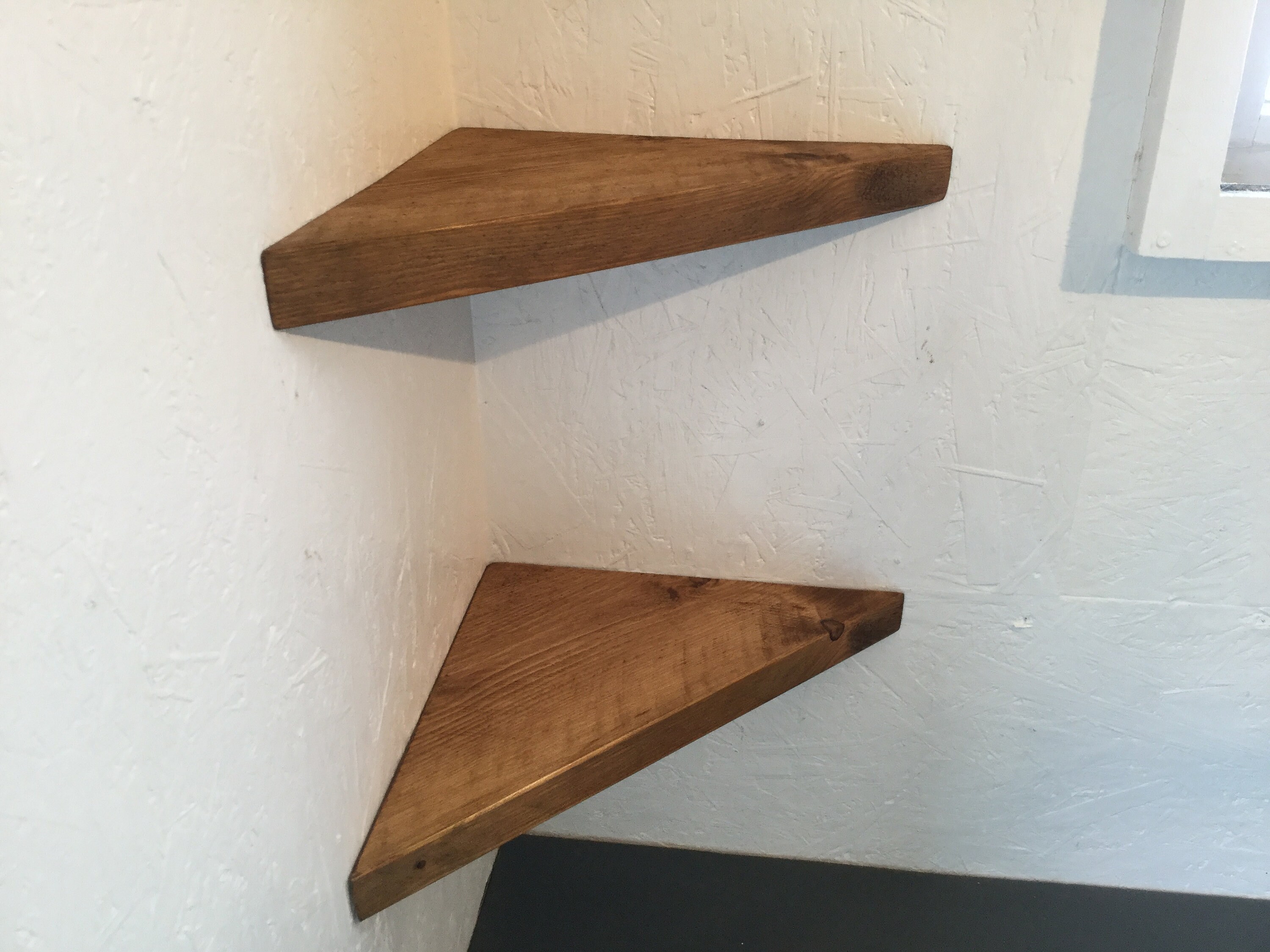 2 Reclaimed Scaffold Board Corner Shelves Wood Pair Shelf Etsy UK