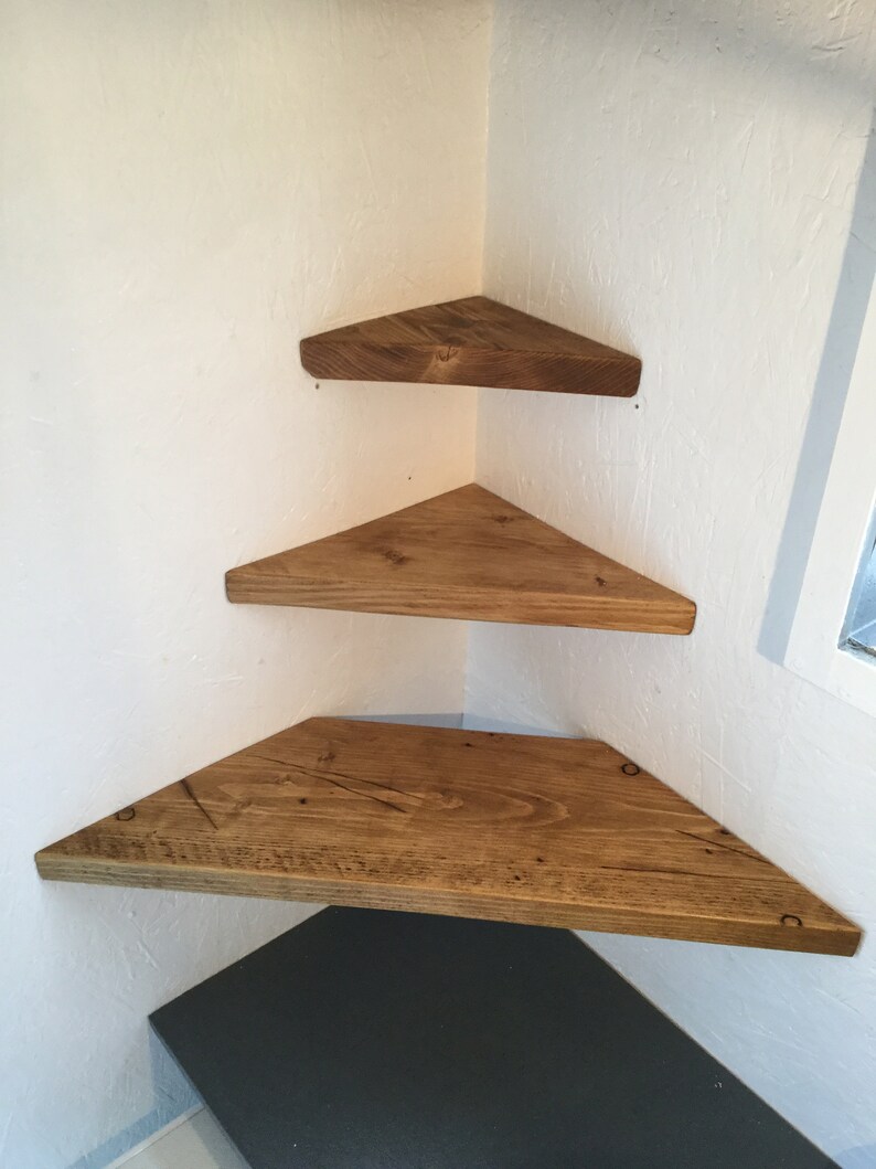 3 x reclaimed scaffold board corner shelves wood pair shelf Etsy