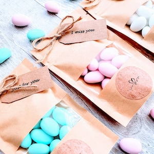 Sugared Almonds in Paper Bag, Personalised colored almonds, Wedding thank you gift, Christmas gift, Valentine&#39;s day, Mother&#39;s day gift.
