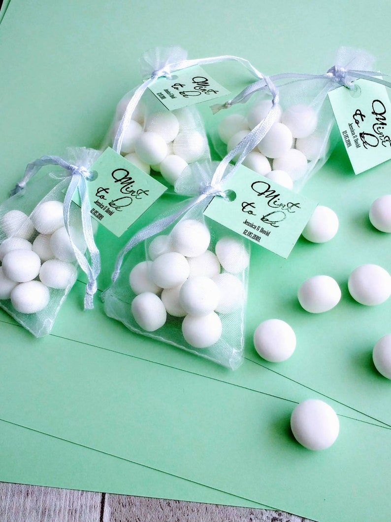 Mint sweets in organza bags Personalized wedding favour thank you gift party favour