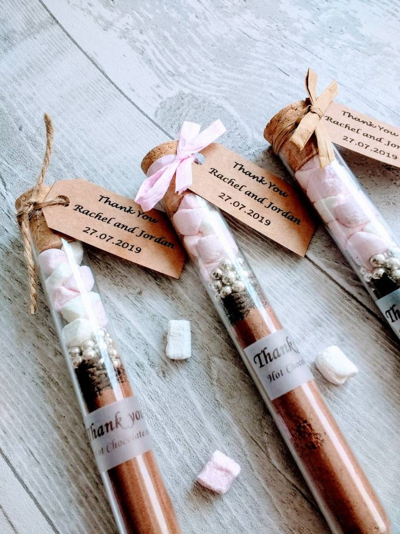 Hot Chocolate wedding favour in tube, personalised, hot chocolate with marshmallow, Thank you gift, Christmas, Valentine's day gift. image 5