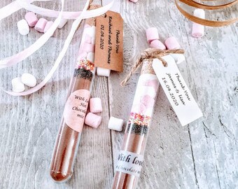 Hot Chocolate with color sprinkles wedding favour in tube, personalised, hot chocolate with marshmallow, thank you gift, Christmas gift