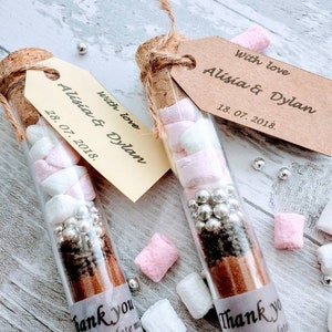 Hot Chocolate wedding favour in tube, personalised, hot chocolate with marshmallow, Thank you gift, Christmas, Valentine's day gift. image 6