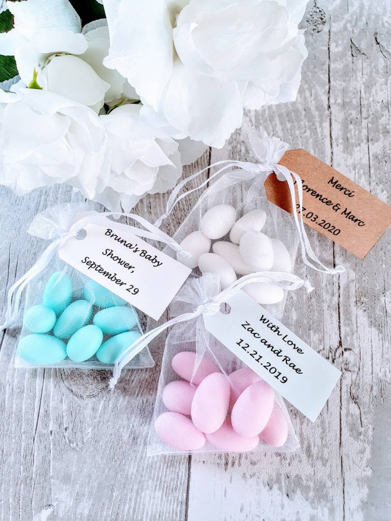 Sugared Almonds in Organza Bags Personalized Wedding Favour Etsy