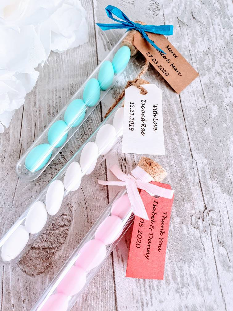 Sugared Almonds Wedding Favour in Tube Personalised Sugared - Etsy