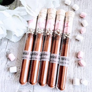 Hot Chocolate Wedding Favour in tube, Personalised, Hot chocolate with Marshmallow, With love gift, Christmas, Valentine's day gift